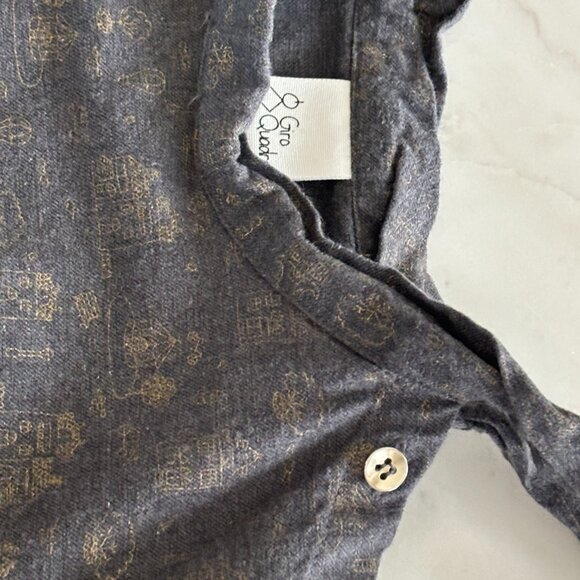 Girls Gray Print Cotton Blouse with Gold Buttons - Size 10 - Picture 3 of 11